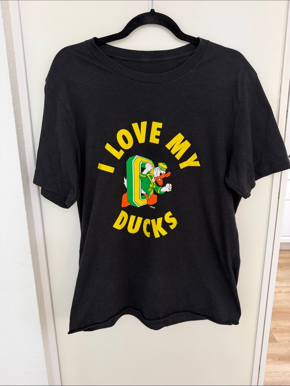 Oregon Ducks Disney Washed Black Graphic Tee "I Love My Ducks" | M